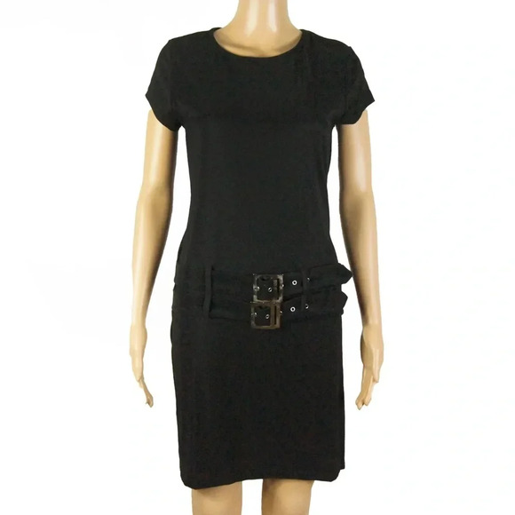 Vintage Fredrick’s of Hollywood Pinup Black Dress w Buckle Belt Details - Picture 1 of 4